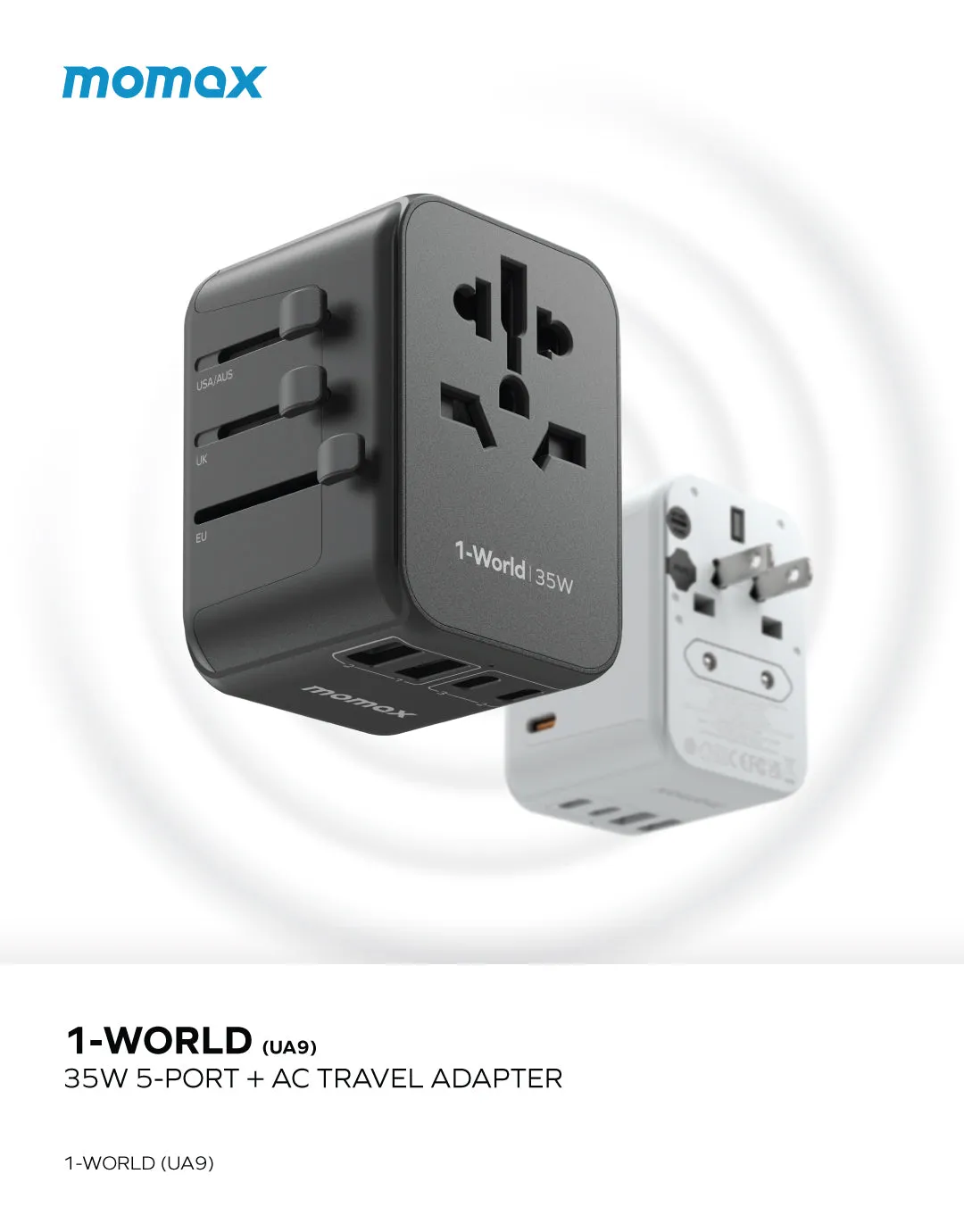 1-World PD35W 5 ports   AC Travel Adapter