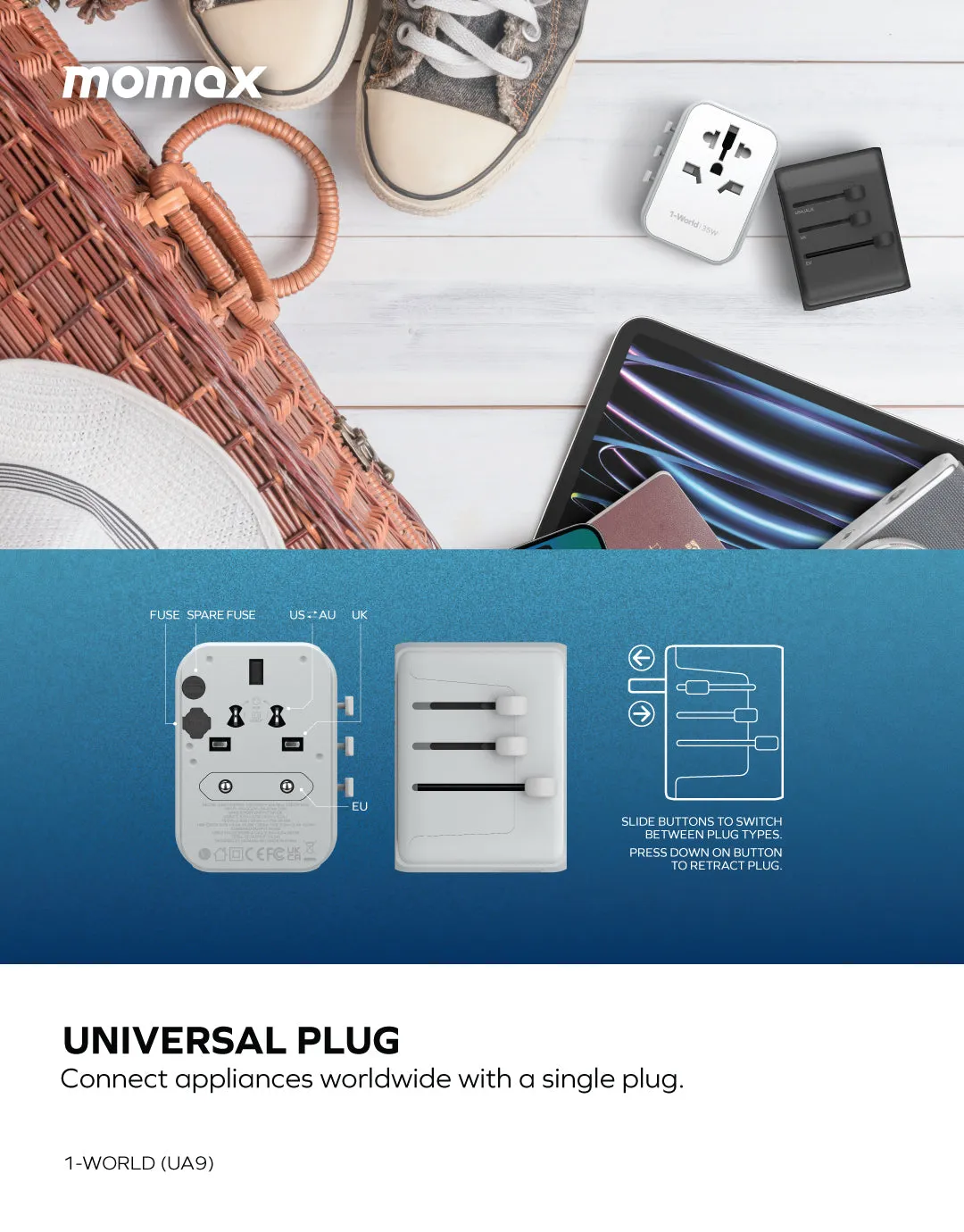 1-World PD35W 5 ports   AC Travel Adapter