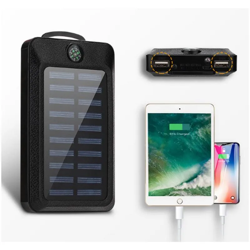 10000Mah Solar Power Bank With Led Light