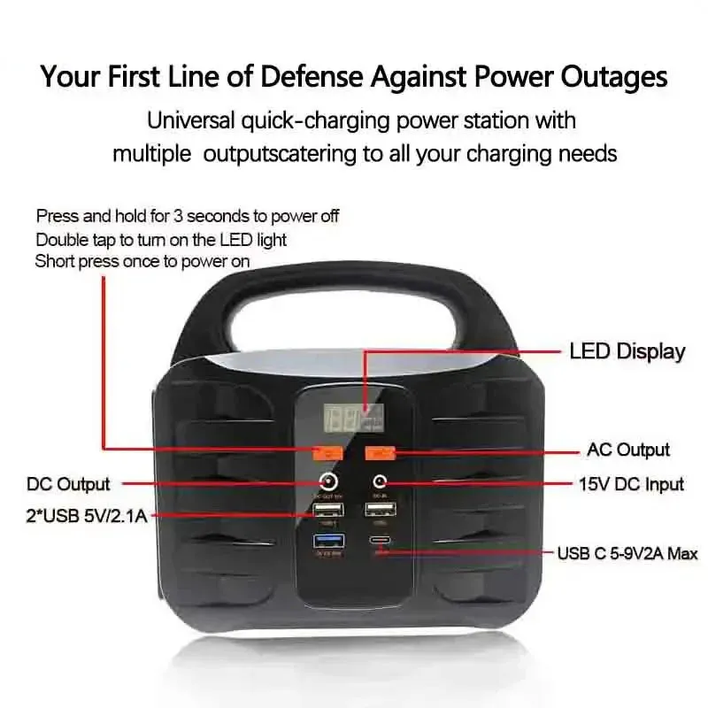 150W 42000mAh Generator Battery Charger Portable Emergency Pwer Station Outdoor Camping Power Bank Power Supply Inverter