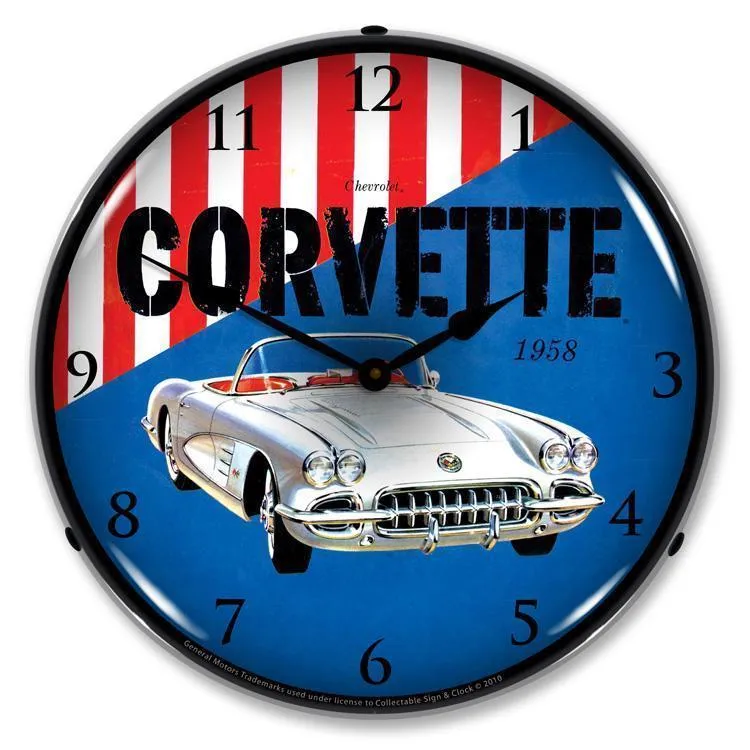 1958 Corvette Backlit LED Clock