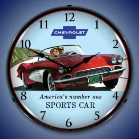 1961 Corvette Backlit LED Clock