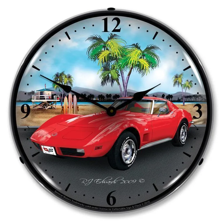 1973 Corvette Backlit LED Clock