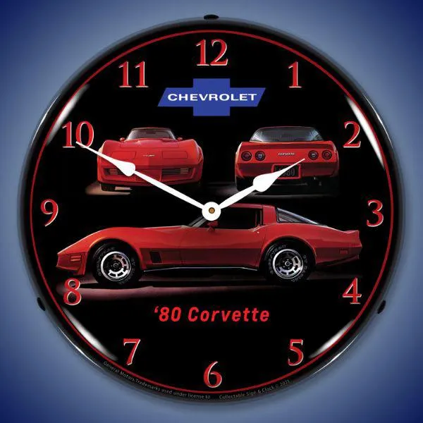 1980 Corvette Backlit LED Clock