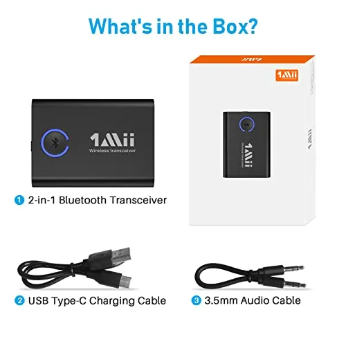 1Mii Bluetooth Transmitter Receiver for TV, Bluetooth Adapter