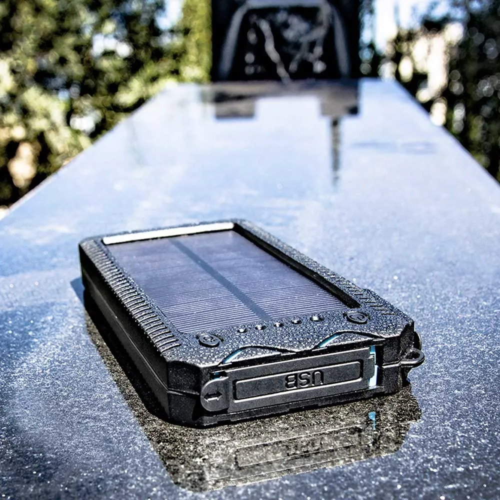 20,000 mAh Solar Charger w/ Fire Starter and Twin Flashlight Stealth Angel Survival