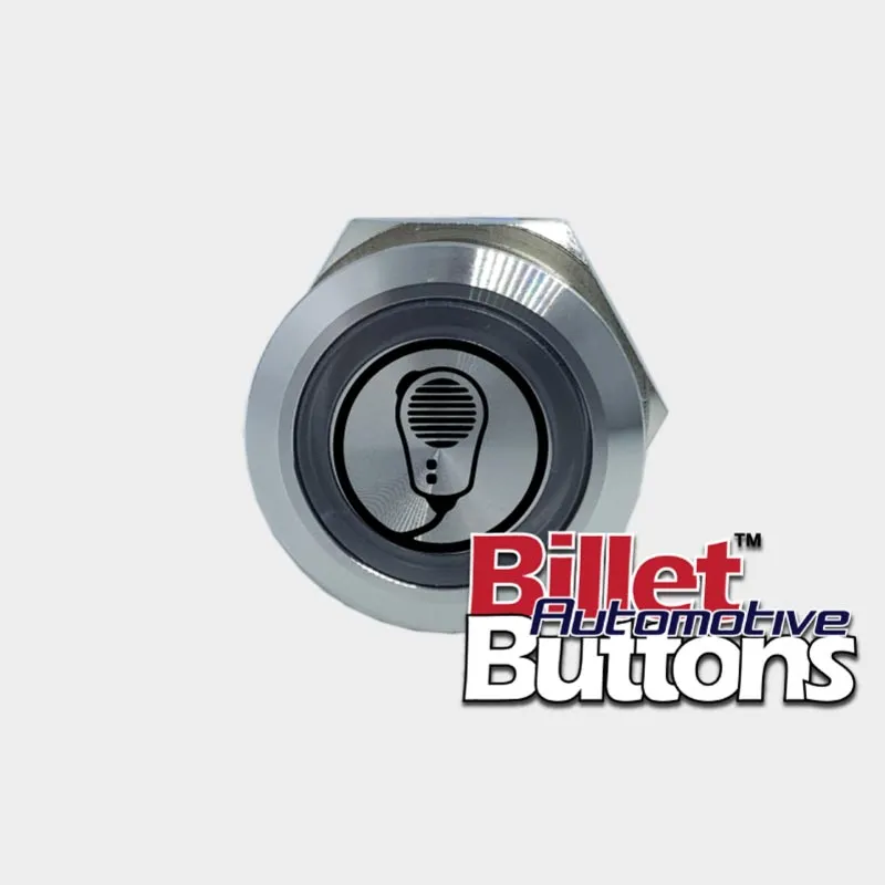 22mm 'COMMS/CB RADIO SYMBOL' Billet Push Button Switch Marine Communication UHF