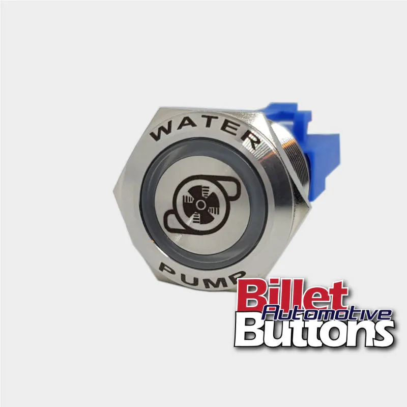 22mm FEATURED 'WATER PUMP SYMBOL' Billet Push Button Switch Electric