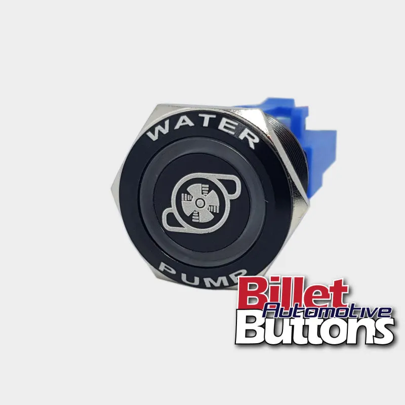 22mm FEATURED 'WATER PUMP SYMBOL' Billet Push Button Switch Electric