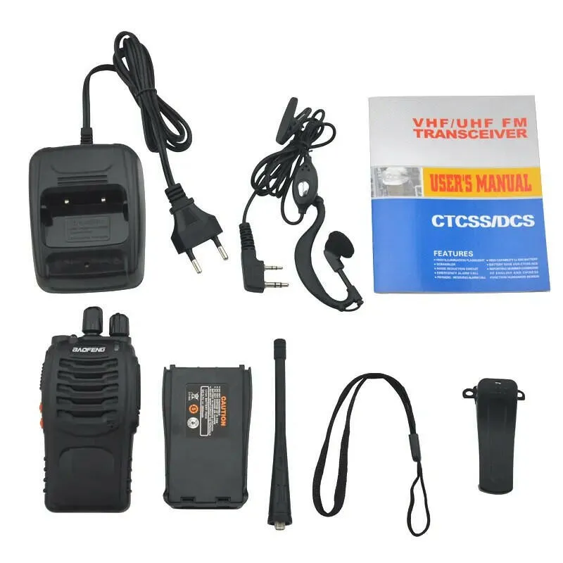 2pcs/lot BF-888S baofeng walkie talkie 888s UHF 400-470MHz 16Channel Portable two way radio with earpiece bf888s transceiver