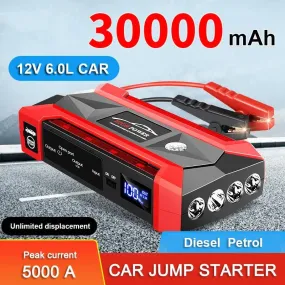 30000mAh Portable Car Jump Starter and Emergency Power Bank for 12V Battery Boosting