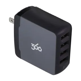 360 Electrical Vivid 8.0 (4-Port) 2.4A USB Wall Charger - Gray/Black (360542)