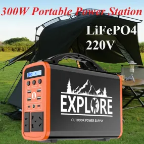 400W Portable Power Station 360WhSolar Generator 220V LiFePO4 battery Outdoor Emergency Mobile Power Bank AC/DC Home Camping