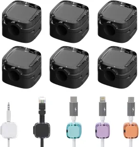 6 Pack Magnetic Cable Management Clips, 2024 New Magnetic Cord Organizer Cable Management Clips, Desks Phone USB Charging Cable Storage Holder, Cable Clips Organizer for Office Desk Car Wall (Black)