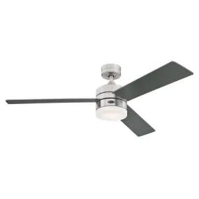 Alta Vista 52-Inch Three-Blade Indoor Alexa Enabled Smart WiFi Ceiling Fan, Brushed Nickel Finish with Dimmable LED Light Fixture, Remote Control Included