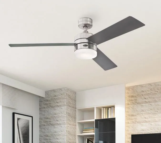 Alta Vista 52-Inch Three-Blade Indoor Alexa Enabled Smart WiFi Ceiling Fan, Brushed Nickel Finish with Dimmable LED Light Fixture, Remote Control Included