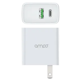 AMPD PD Fast 20W USB C and USB A Dual Port Wall Charger by AMPD