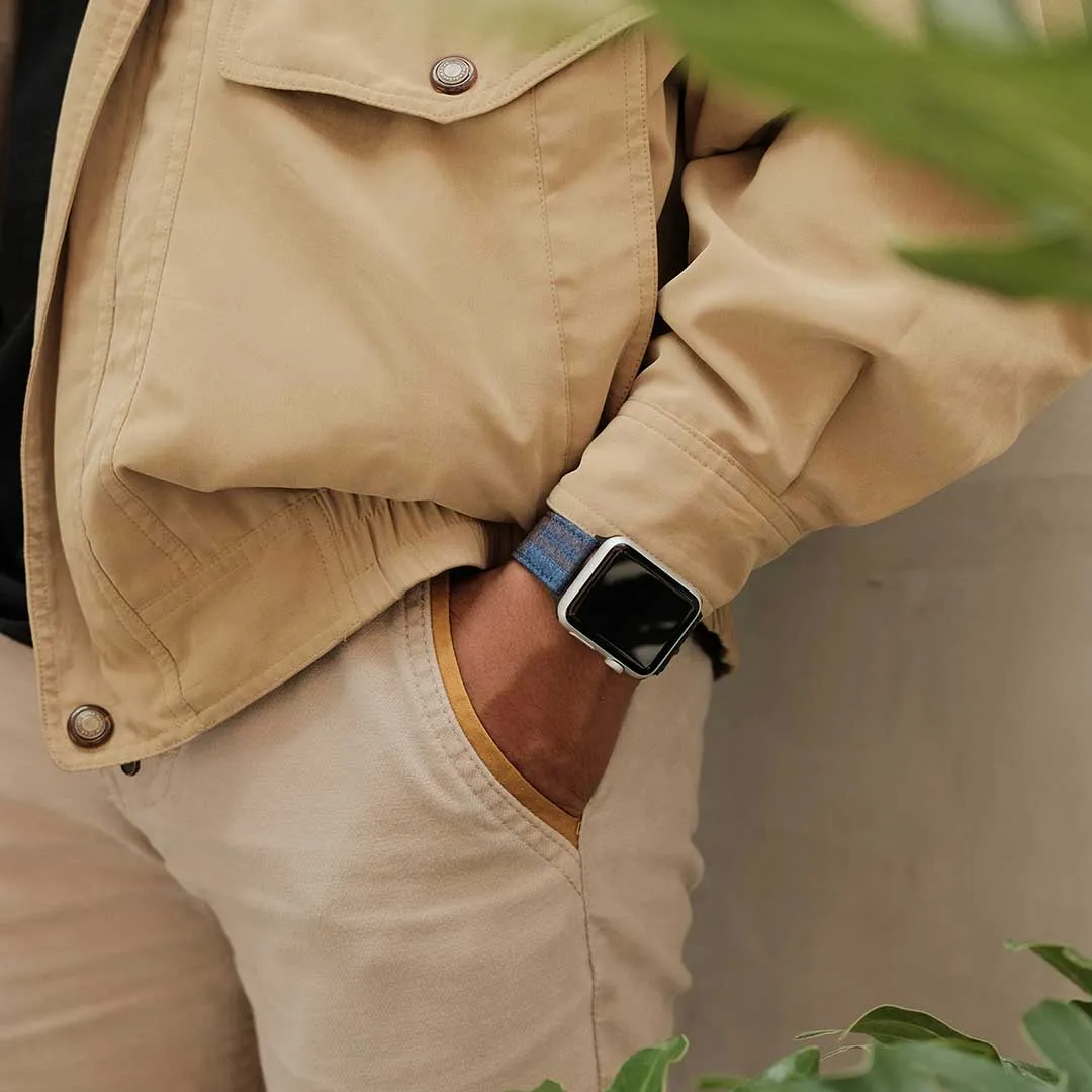 Apple Watch BRIGHT BLUE w DOUBLE BROWN WINDOWPANES