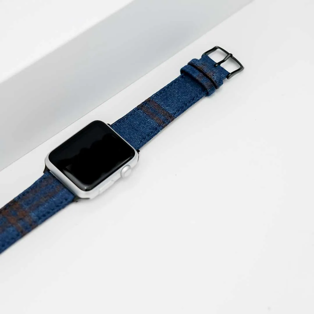 Apple Watch BRIGHT BLUE w DOUBLE BROWN WINDOWPANES