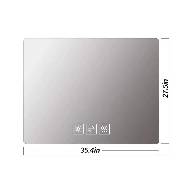 Artessa Aesthetic Backlit Rectanguar LED Mirror with Defogger, Dimmer-Option, 3-Colour LED for Bathroom (45 x 60 CM)