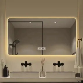 Artessa Aesthetic Backlit Rectanguar LED Mirror with Defogger, Dimmer-Option, 3-Colour LED for Bathroom (45 x 60 CM)