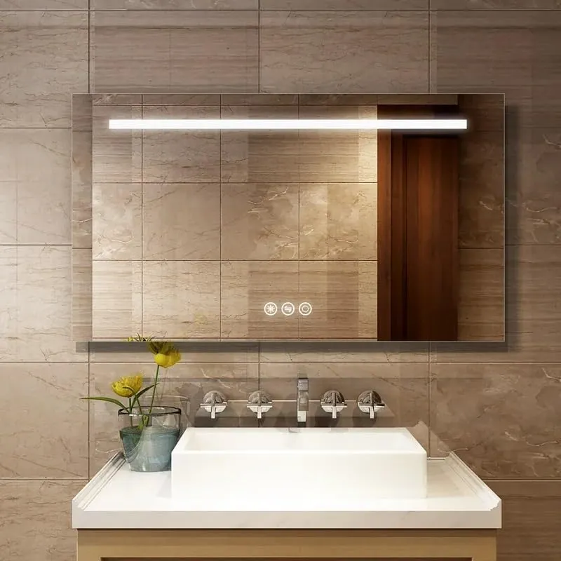 Artessa Backlit Rectangular LED Mirror with Defogger, Dimmer, 3-Colour LED for Bathroom (90 x 120 CM)