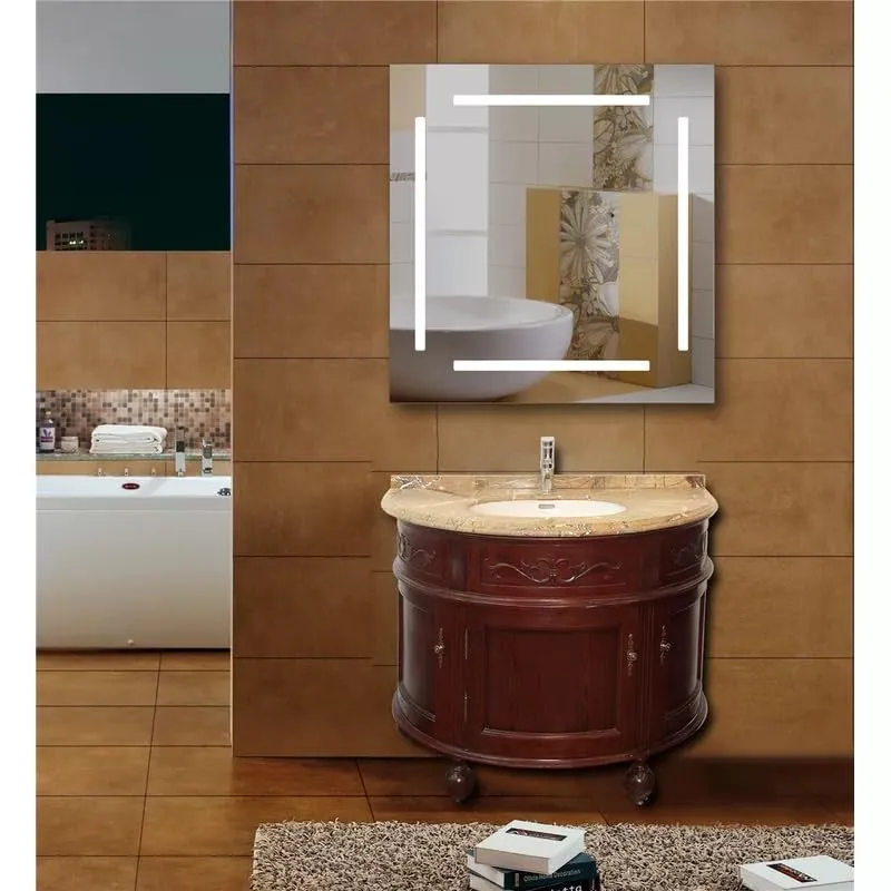 Artessa Square Backlit LED Mirror with Defogger, Dimmer, 3-Colour LED for Bathroom (70 x 70 CM)