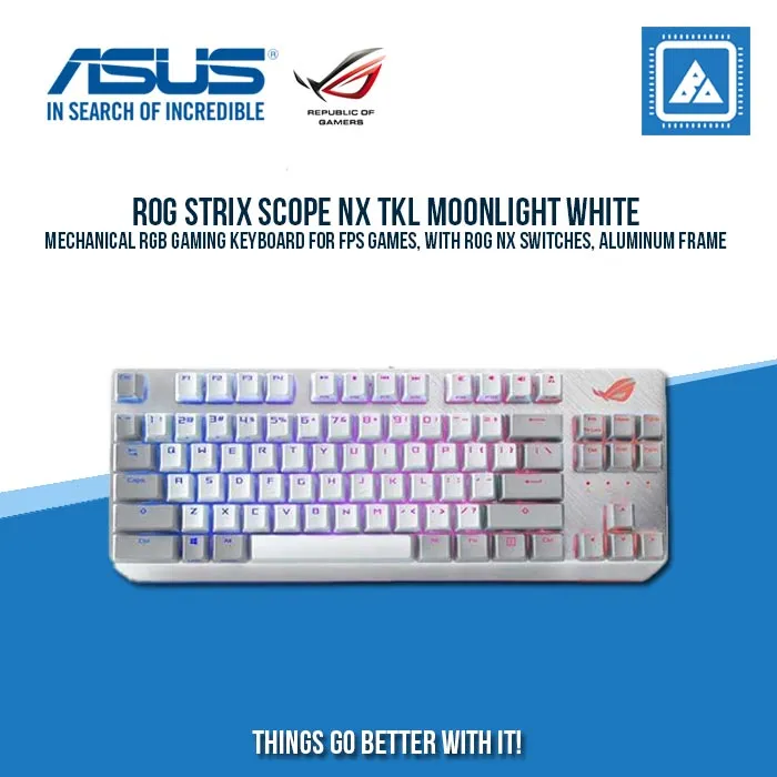 ASUS ROG STRIX SCOPE NX TKL RGB MECHANICAL GAMING KEYBOARD (RED SWITCH) (MOONLIGHT WHITE)