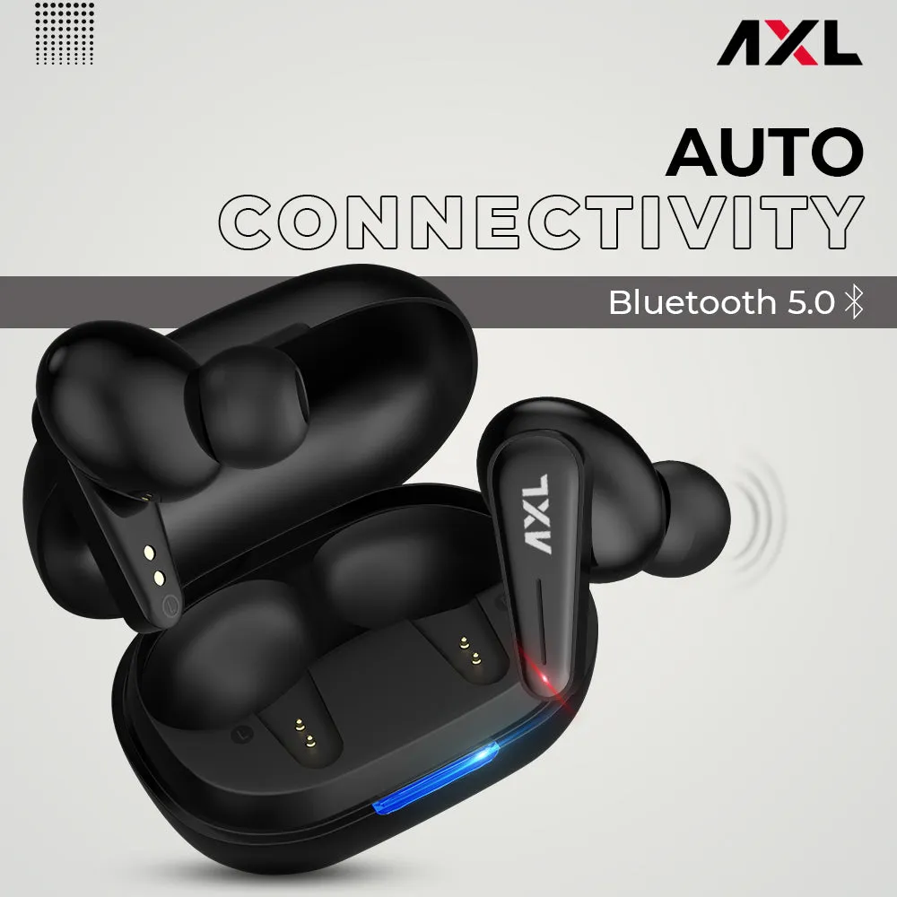 AXL EB05 Alpha TWS Earbuds with 20 Hours Total Playtime, BT 5.0 Dual Pairing, Passive Noise Cancellation and Lightweight Earphones (Black/White)