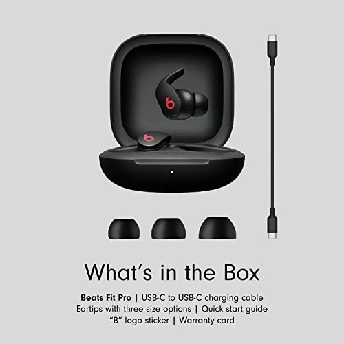 Beats Fit Pro - True Wireless Noise Cancelling Earbuds - Beats Black with AppleCare  (2 Years)