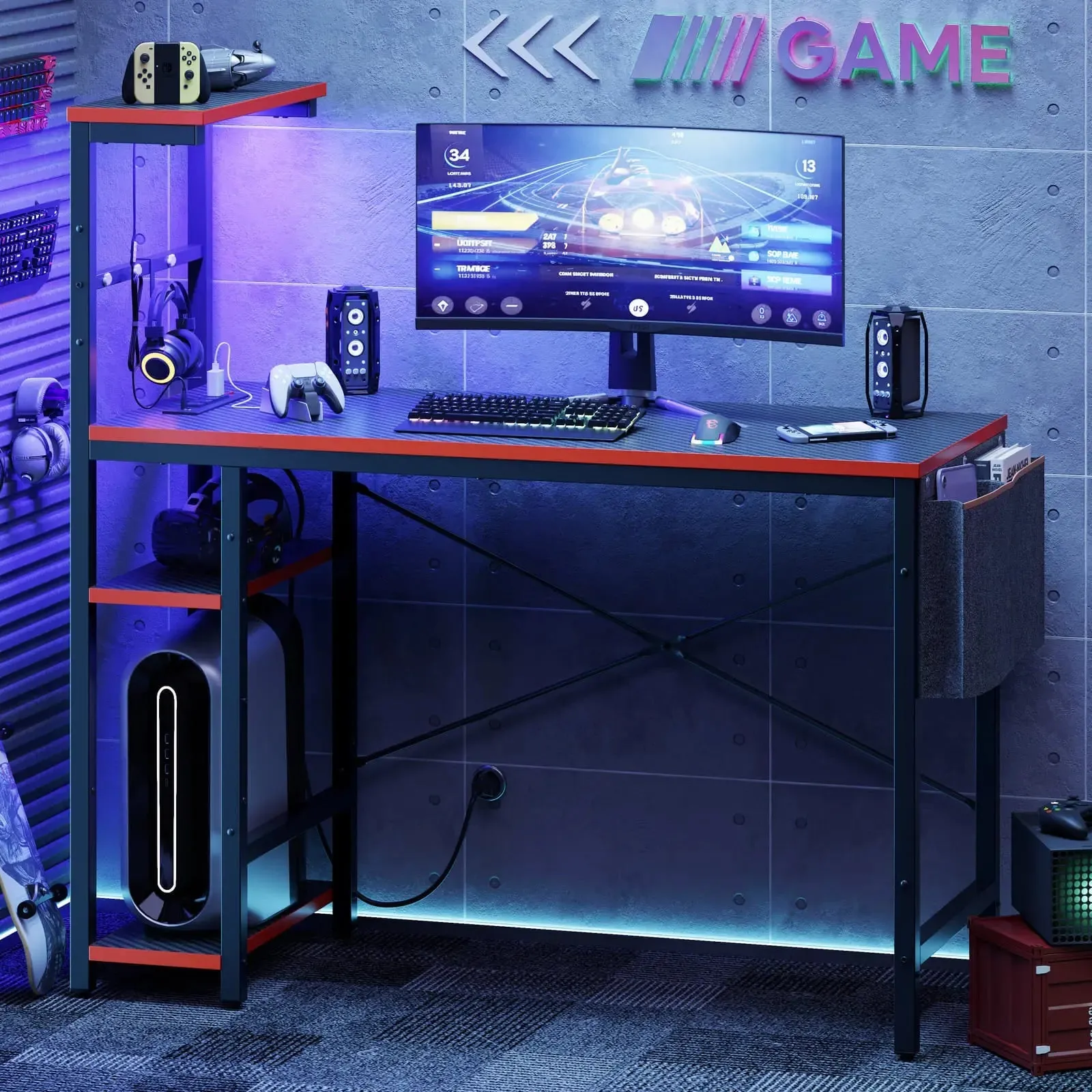 Bestier 44 Inch Gaming Desk with Power Oulets