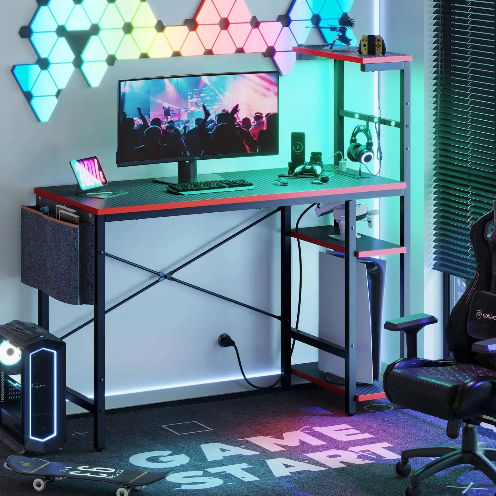 Bestier 44 Inch Gaming Desk with Power Oulets