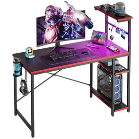 Bestier 44 Inch Retangular Gaming Desk with LED Lights