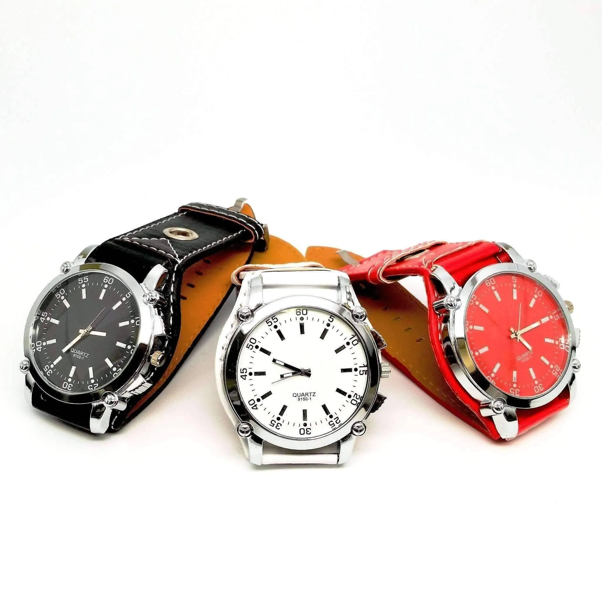 Big Time Over-sized Wrist Watch with Wide Leather Band - 3 Colors to Choose