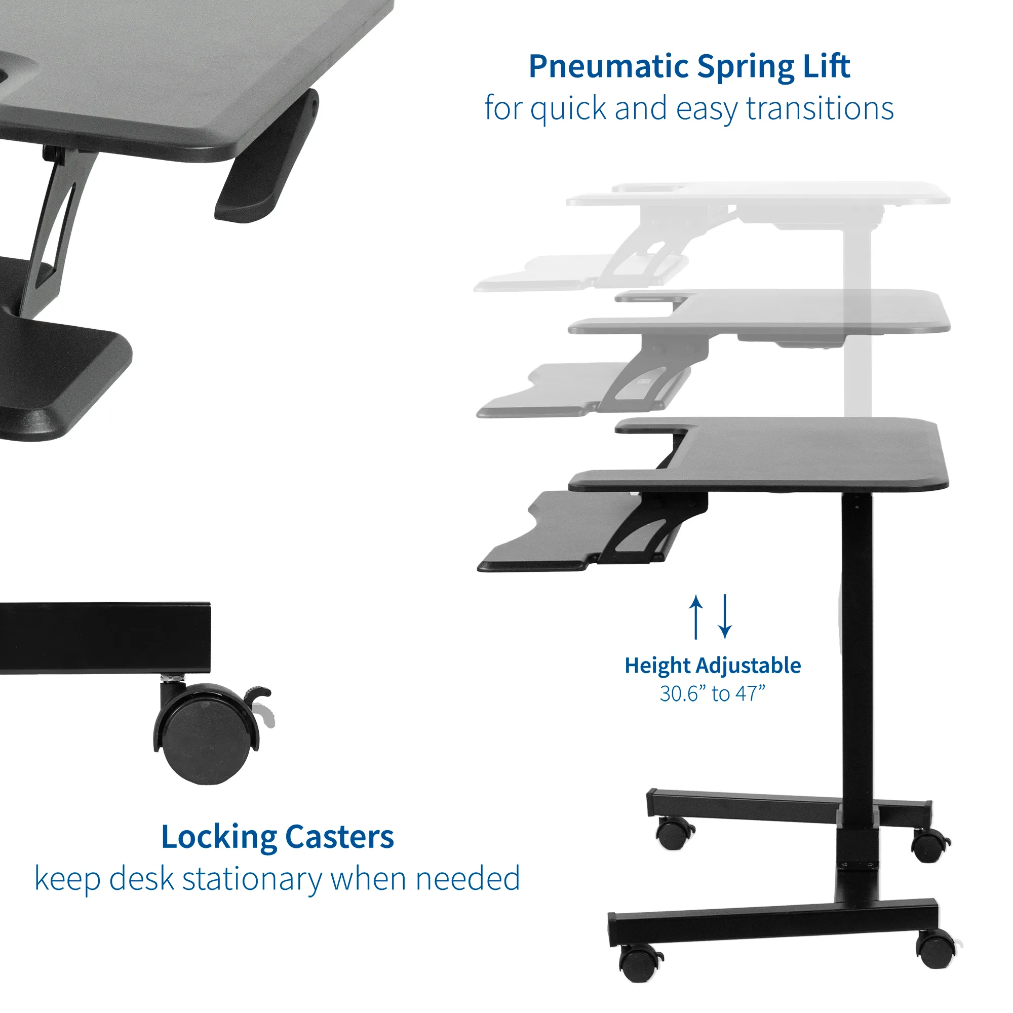 Black 36" Pneumatic Mobile Compact Desk