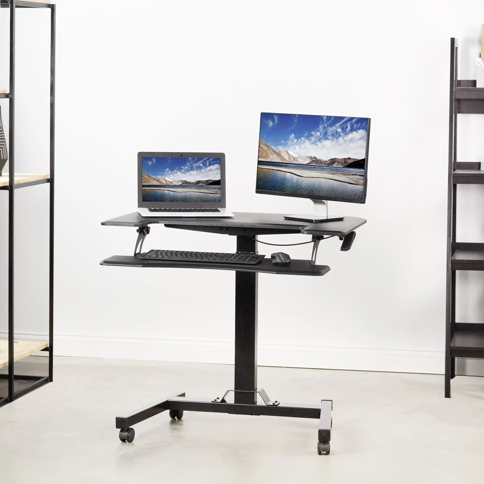 Black 36" Pneumatic Mobile Compact Desk