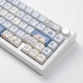 Blue and white keycaps set