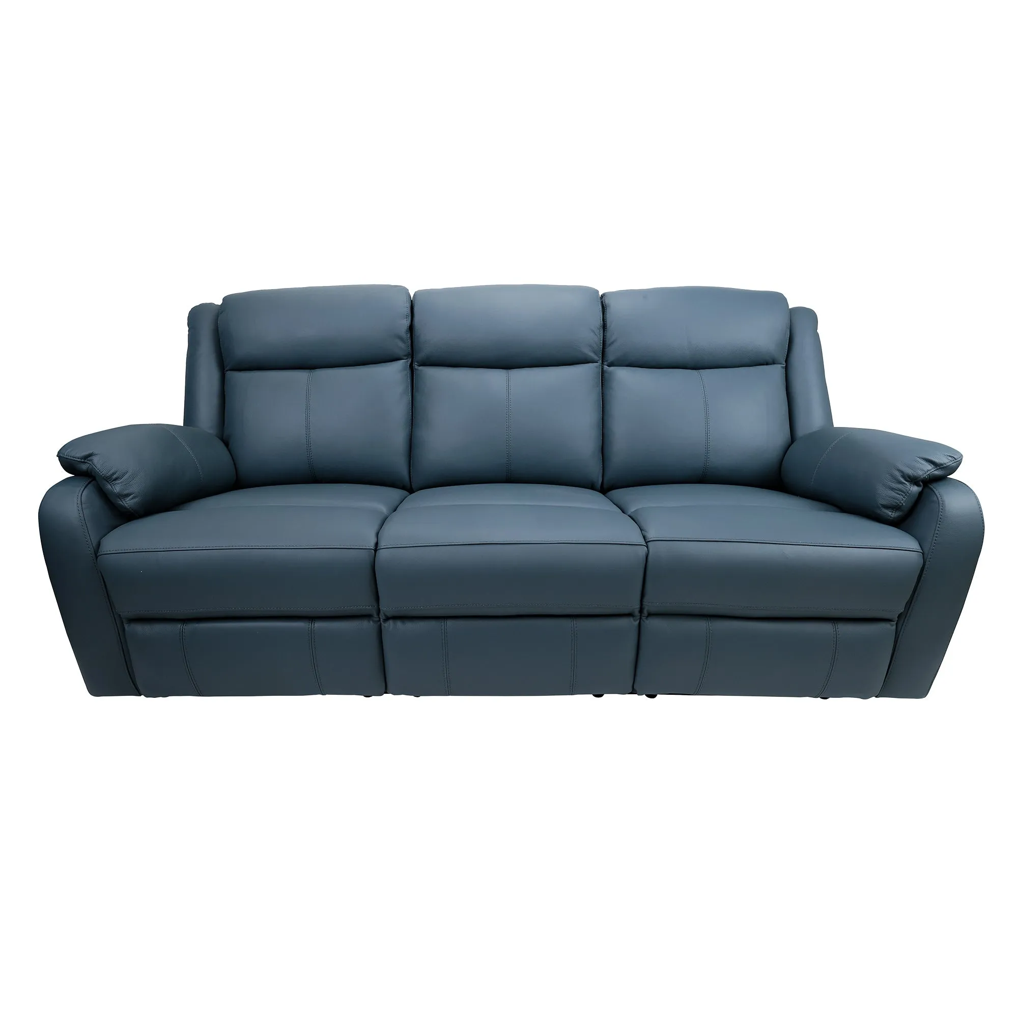 Blue Leather Electric Recliner Lounge Suite with USB Port