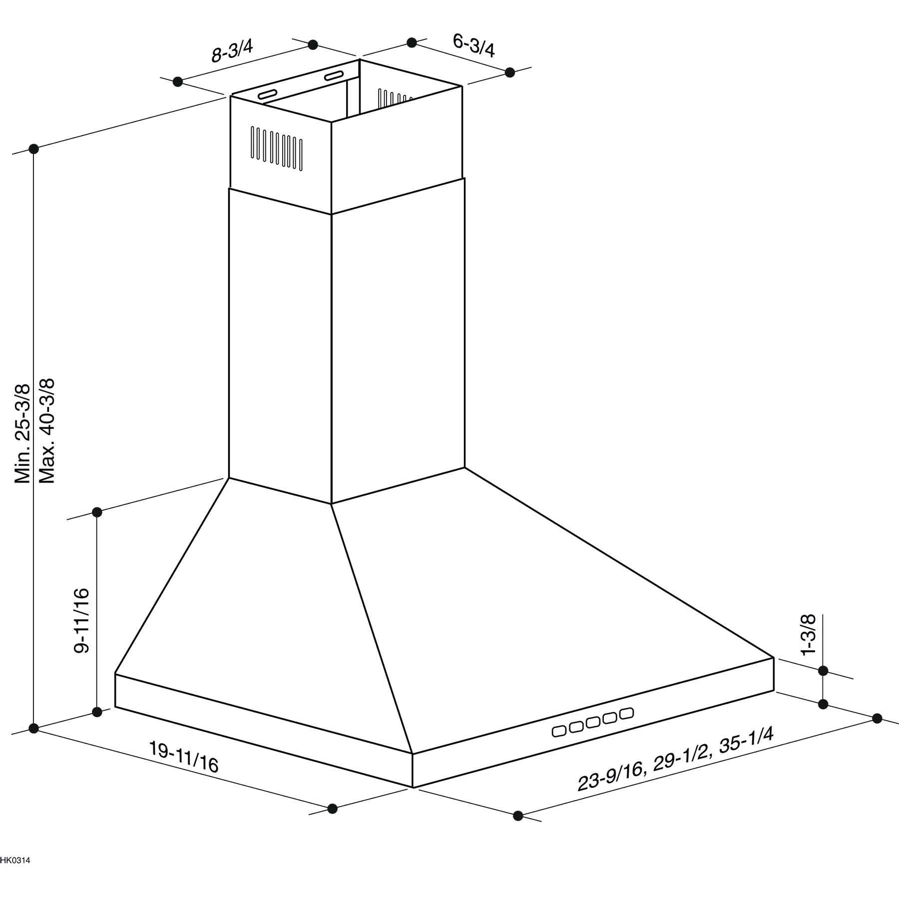 Broan Stainless Steel 30" 450 CFM Designer Pyramidal Chimney Hood - BWP1304SS