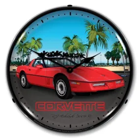 C4 Red Corvette Backlit LED Clock