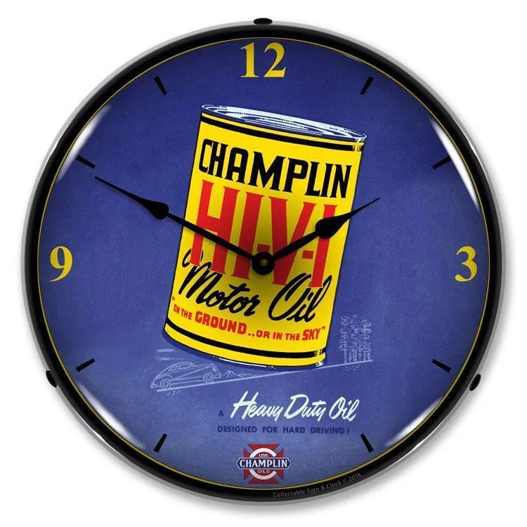 Champlin Oil Backlit LED Clock