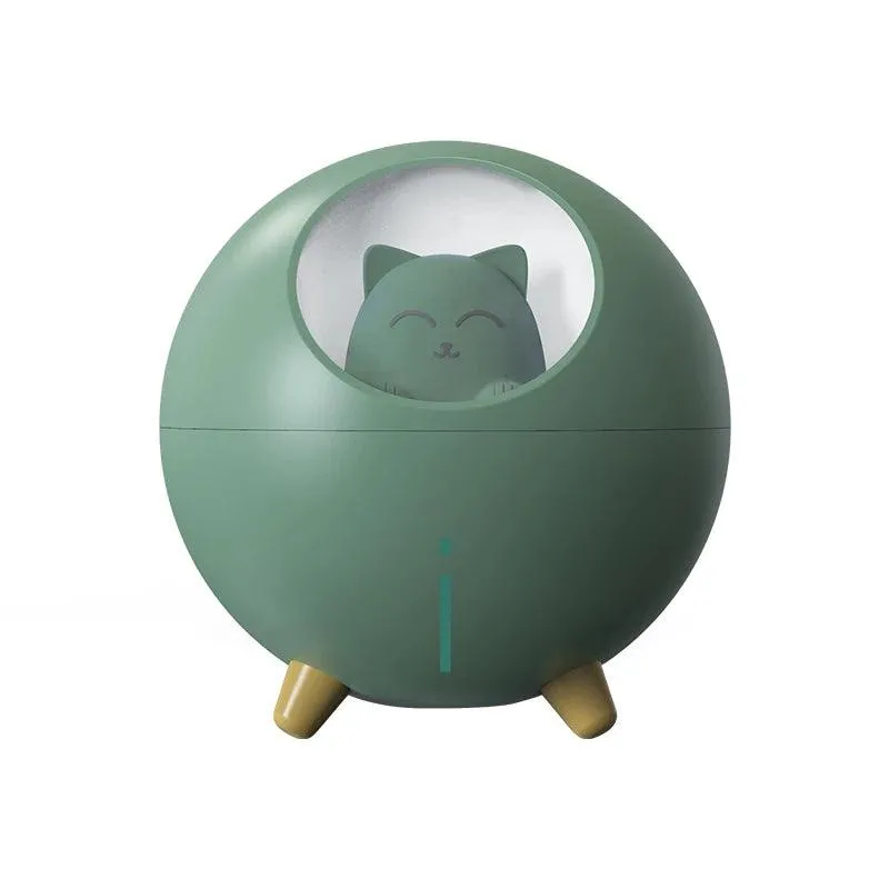 Charming Cat Design Ultrasonic Humidifier with Colorful LED Night Light and USB Compatibility