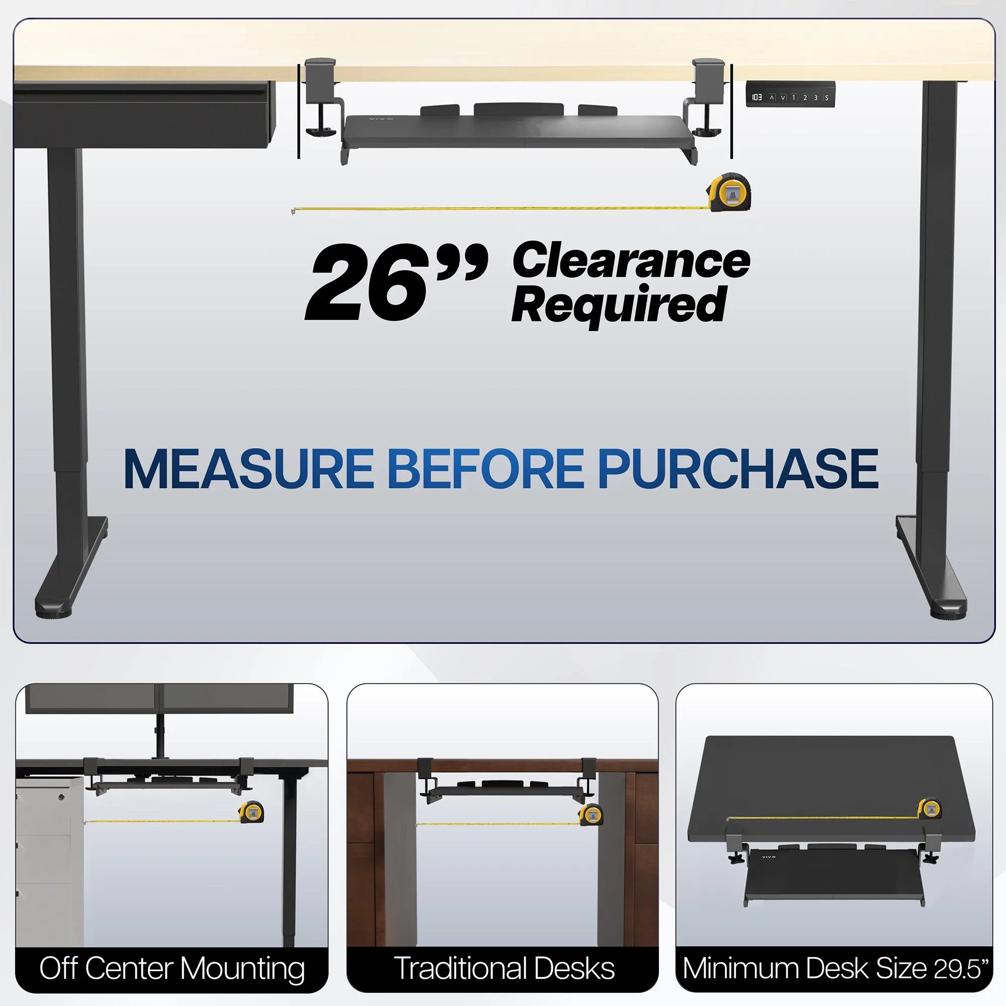 Clamp-on Compact Keyboard Tray