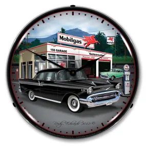 Collectable Sign and Clock - 1957 Chevy Mobilgas Clock