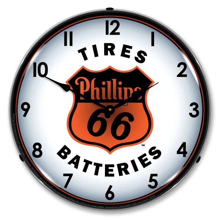 Collectable Sign and Clock - Phillips 66 Tires and Batteries Clock