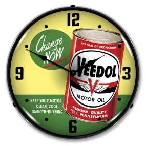 Collectable Sign and Clock - Veedol Oil Change Now Clock