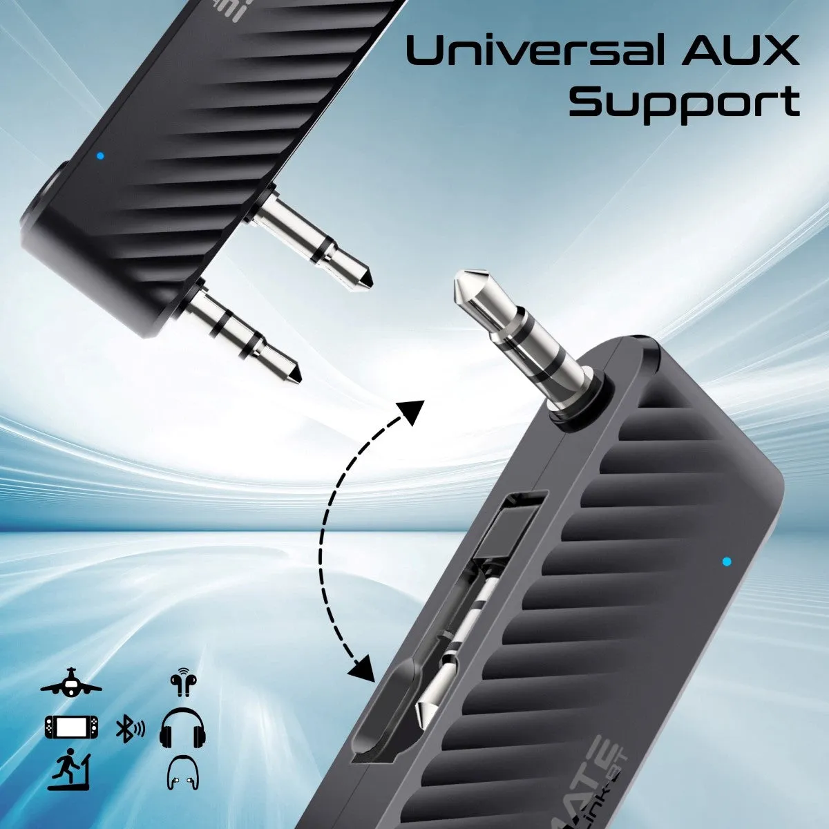 Compact AUX to Bluetooth Audio Transmitter Adapter