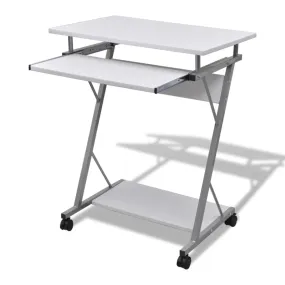 Compact Computer Desk with Pull-out Keyboard Tray White