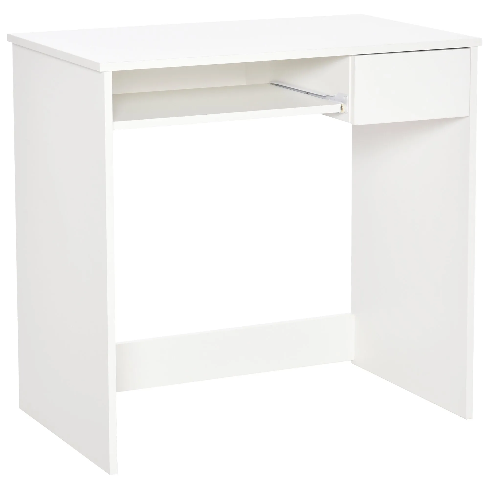 Compact Computer Table with Keyboard Tray Drawer Study Office Working Writing Desk - White