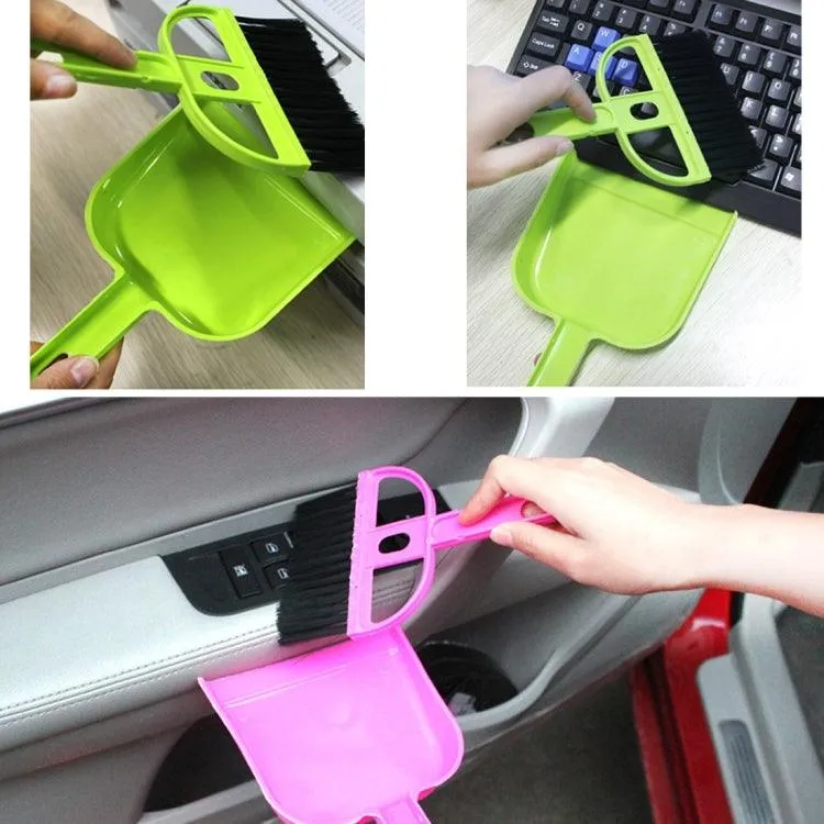 Compact Desktop Car Cleaning Brush and Dustpan Set